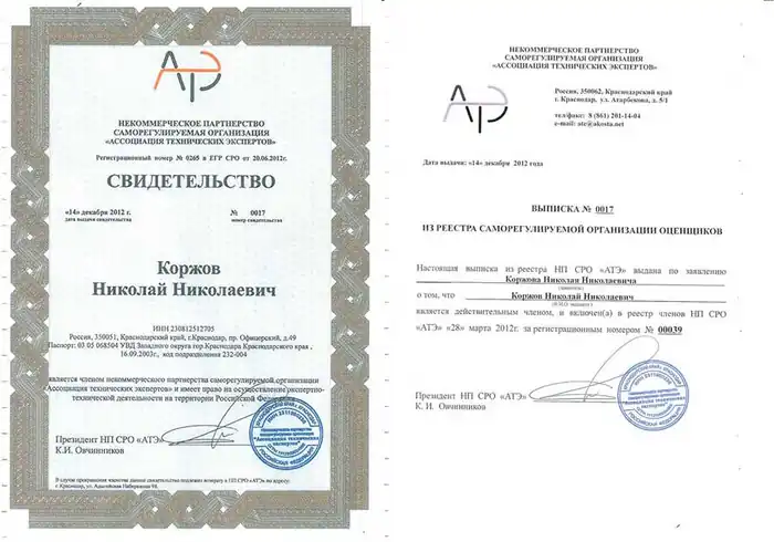 Выписка из реестра Ассоциации технических экспертов